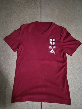 adidas Maroon England Crest Short Sleeve Tee
